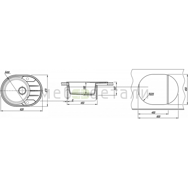 Мойка Bamboo Лиана 620 Белый