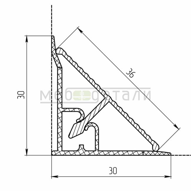 Плинтус алюминиевый рифленый 3,05м