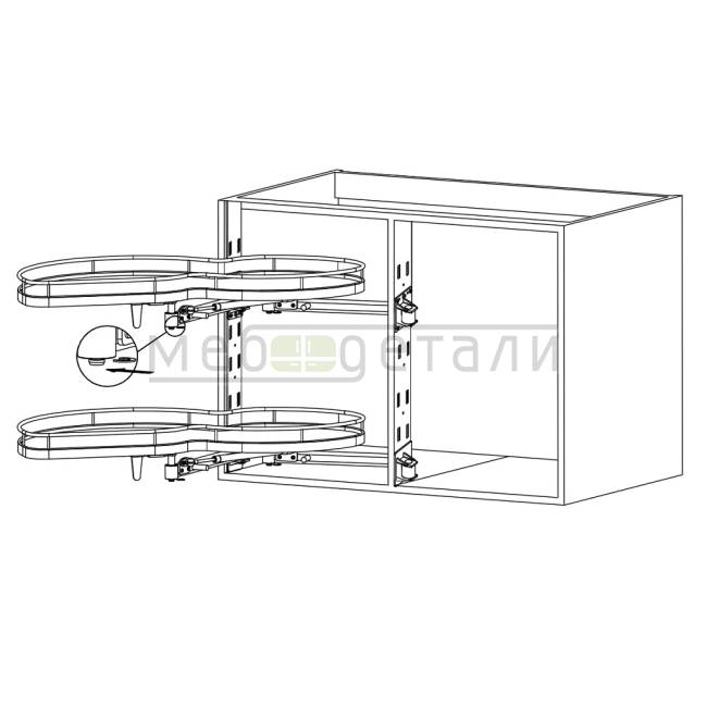 Угловой механизм - карусель 900/450 Unihopper с доводчиком, Левый
