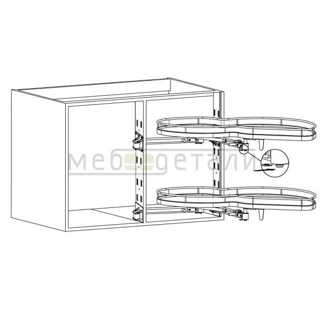Угловой механизм - карусель 900/450 Unihopper с доводчиком, Правый
