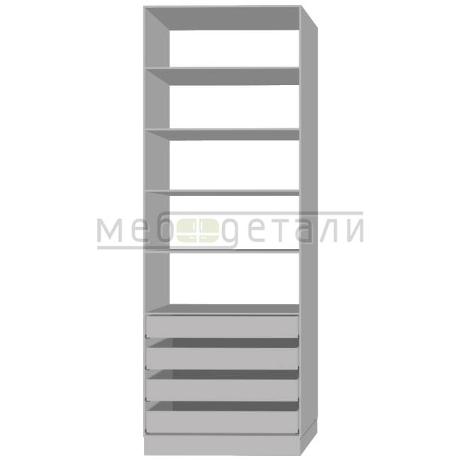 Шкаф распашной с полками и 4-мя ящиками 2340х900х430мм, Серый