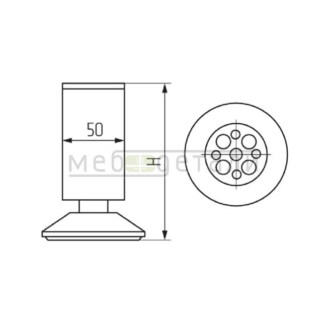 Ножка мебельная D763 H-100мм, матовая-хром