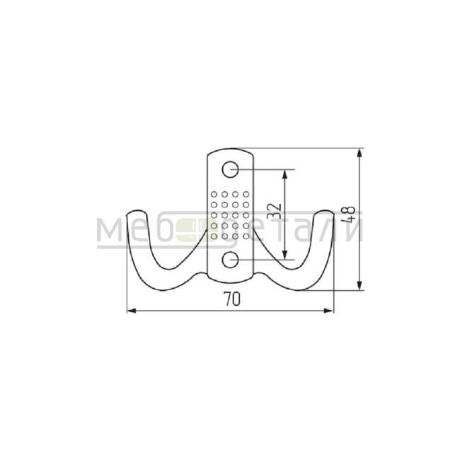 Крючок мебельный 2-х рожковый WP1203/К204, золото