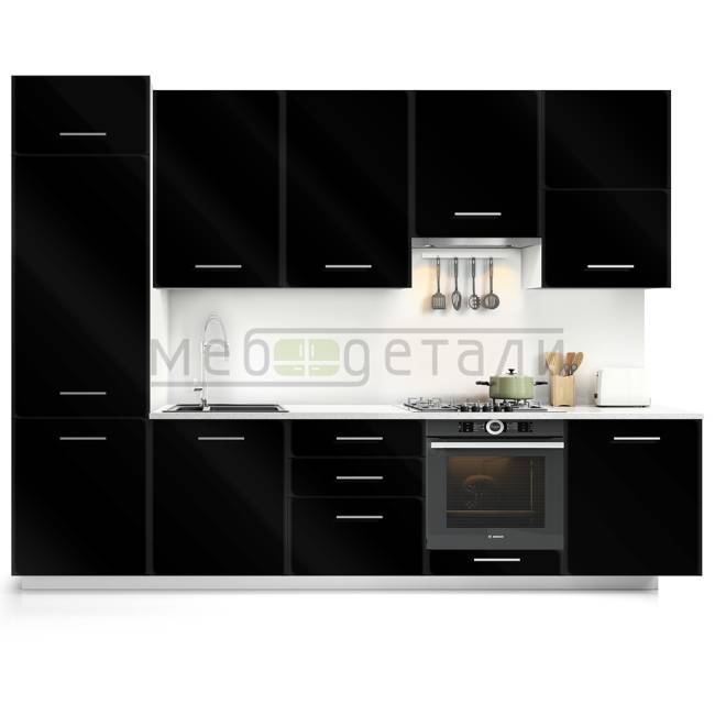 Фасад EvoGloss 18мм P104/606 Чёрный кромка цвет