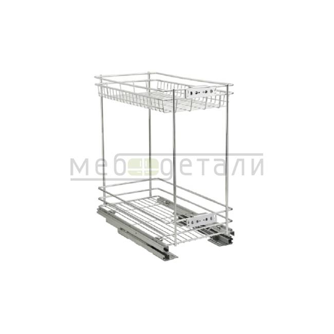 Бутылочница 2-уровневая 300мм (245х475х510мм) с доводчиком нижнее крепление, хром