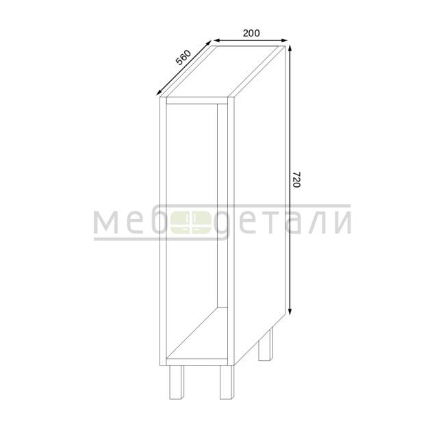 Кухонный стол бутылочница 720х200х560мм Орех
