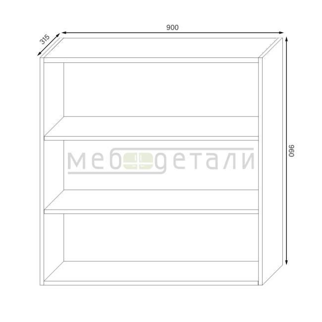 Кухонный шкаф 2-дверный 960х900х315мм Орех