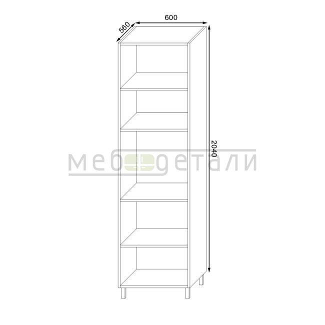 Колонка под духовку 2-двери 2040х600х560мм Орех