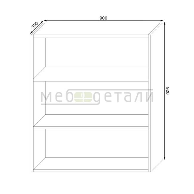 Кухонный шкаф антресольный 2-дверный под подъёмник 920х900х300мм Орех