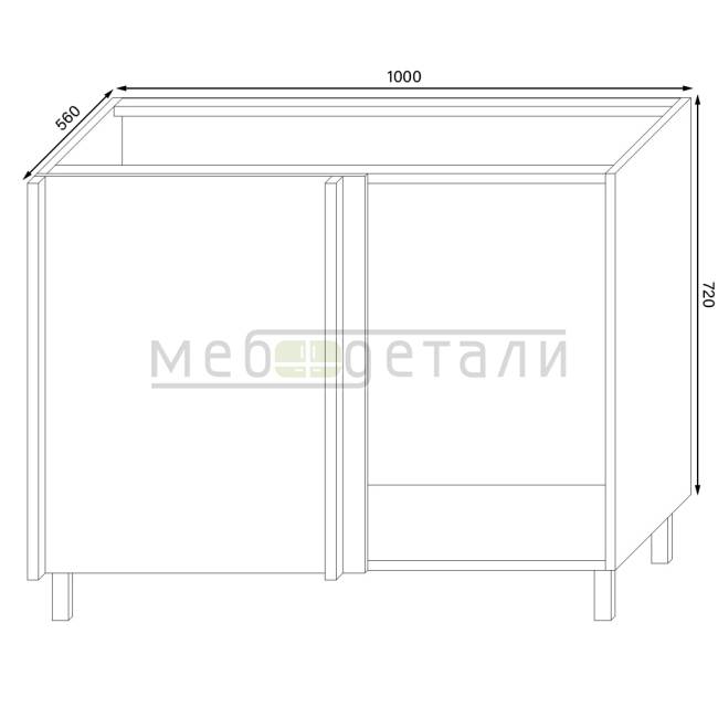 Кухонный стол угловой линейный 720х1000х560мм Серый