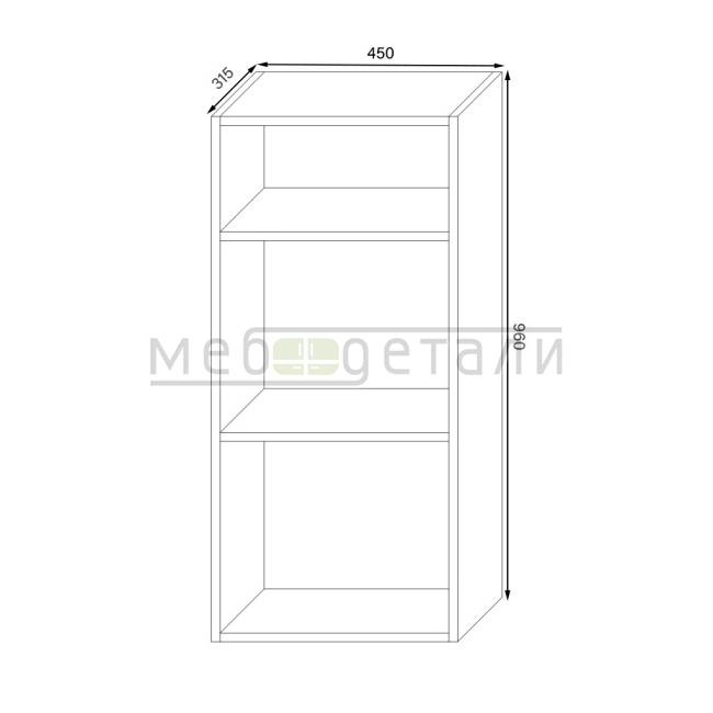 Кухонный шкаф с нишей 1-дверный 960х450х315мм Серый