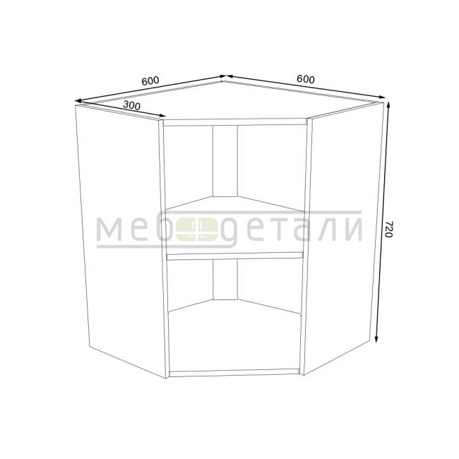 Кухонный шкаф угловой трапециевидный 720х600х600х300мм Дуб