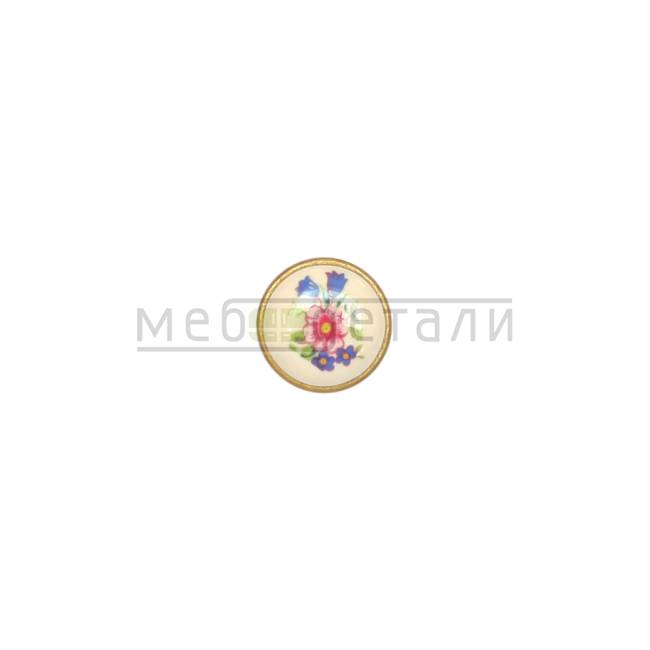Ручка-кнопка фарфор GP-19, синий цветочек