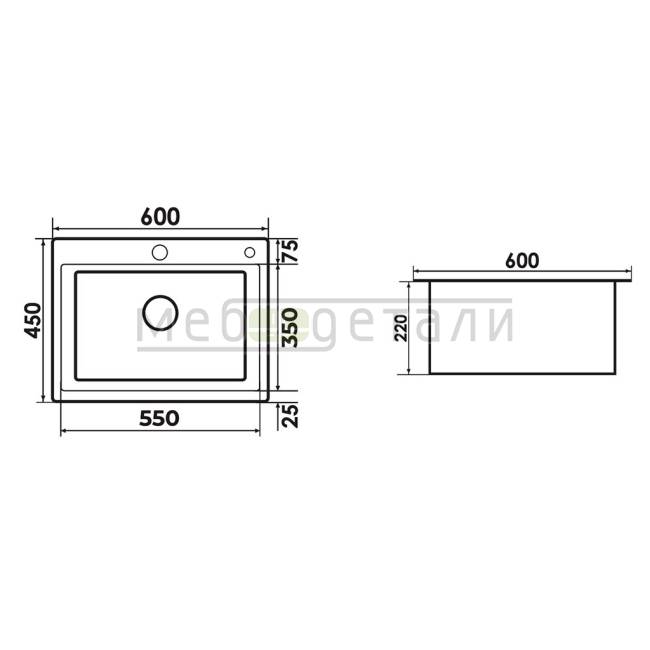 Мойка кухонная PR 6045 Envelope PREMIAL Графит