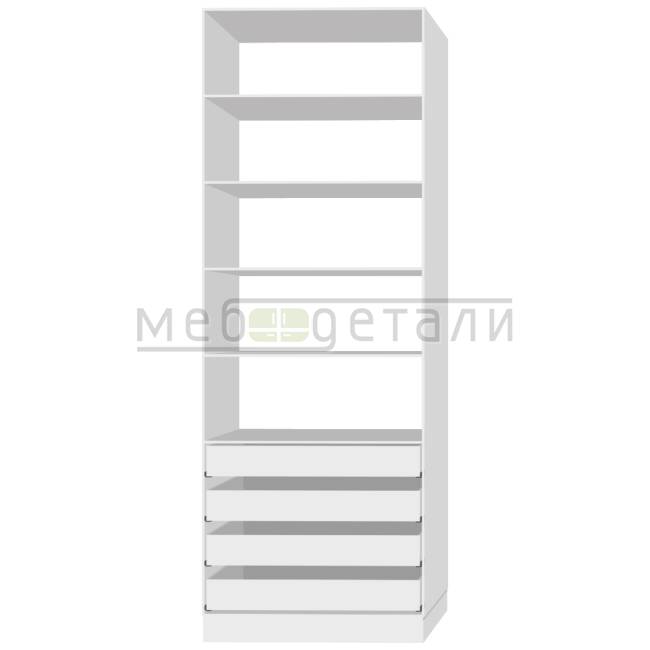 Шкаф распашной с полками и 4-мя ящиками 2380х900х580мм, Белый