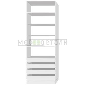 Шкаф распашной с полками и 4-мя ящиками 2340х900х430мм, Белый