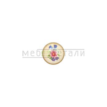 Ручка-кнопка фарфор GP-19, синий цветочек
