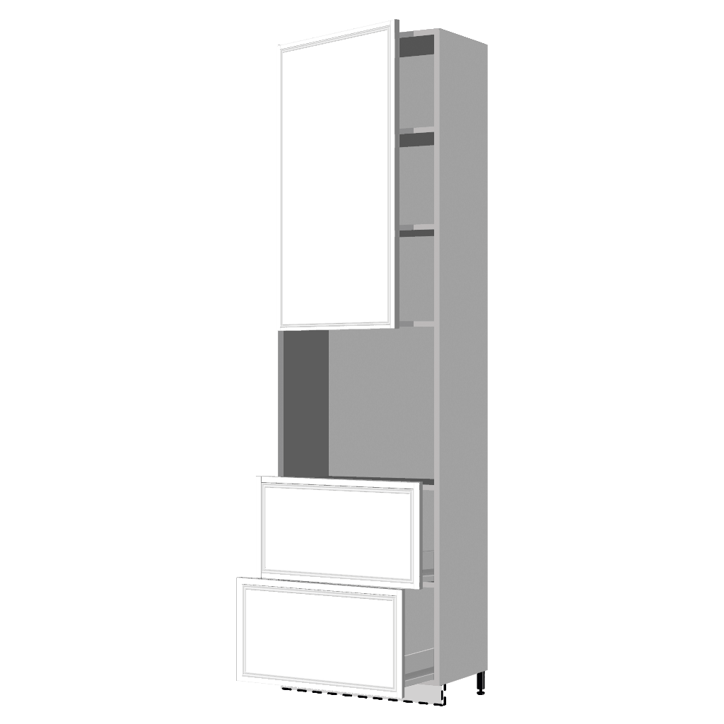 Колонка под духовку 1-дверь и 2-ящика 2280х600х560мм Серый